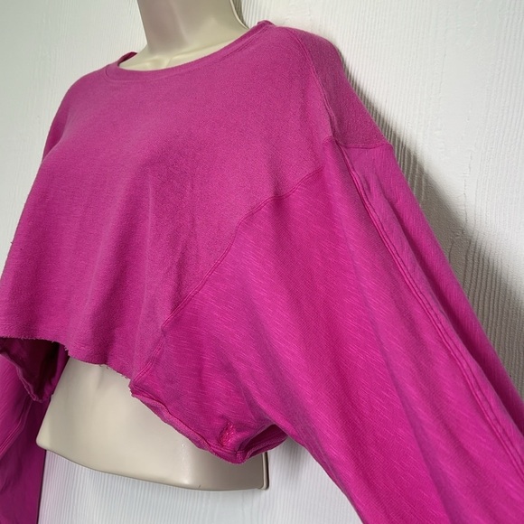 Free People - Movement Surfside Living Magenta Pink Cropped Overside Top Size XS - Picture 9 of 15